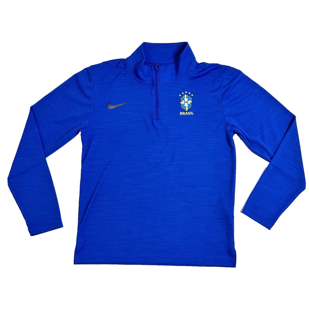Nike Men's Dri Fit Intensity 1/4 Zip Soccer Futbol Pullover Brazil CBF Blue Sz S